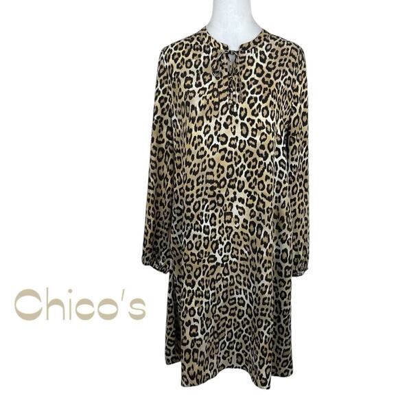 Chico’s Brown Tan Cheetah Print Party Date Night Dress NWOT Size 4 - Picture 2 of 13